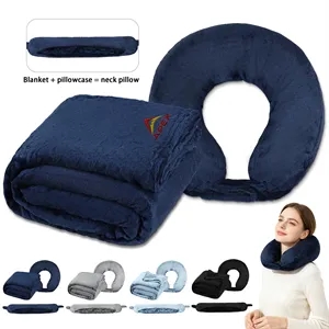 2 In 1 Travel Blanket & U Shaped Pillow Set 50"x60"