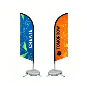 11' Custom Full Color Double Sided Feather Flag Kit W/ Base