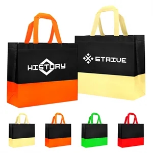 Two Toned Laminated Non Woven Shopping Tote Bag W/ Gusset