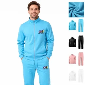 2 Piece Men's Tracksuits Fleece Zip Up Jacket & Jogger Set