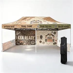 10'x20' Pop Up Canopy Tent W/ Full Back & 2 Half Walls