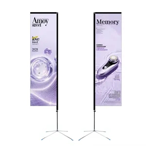 11' Full Color Double Sided Rectangle Flag Kit W/ Cross Base