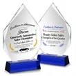 Crystal Diamond Award Trophy With Blue Base | https://www.bestnamebadges.com