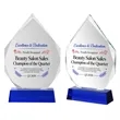 Crystal Diamond Award Trophy With Blue Base | https://www.bestnamebadges.com
