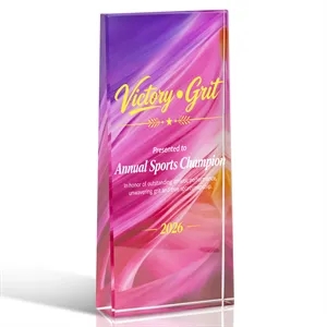 Elegant Custom Crystal Award Trophy W/ Color Back Sticker
