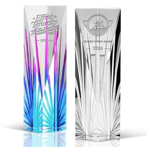Gradient Color Elegant Faceted Crystal Trophy Award
