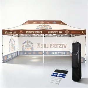 10'x20' Full Color Pop Up Canopy Event Tent W/ 3 Walls