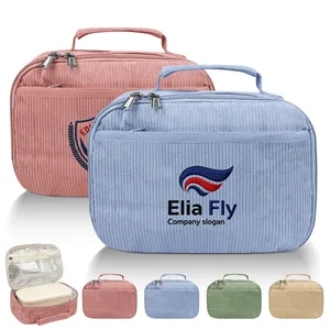 Corduroy Insulated Lunch Cooler Bag W/ Zipper