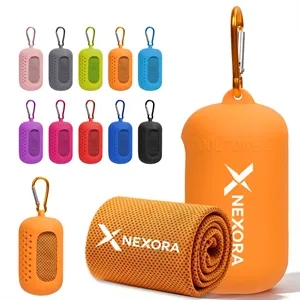 Mini Portable Sport Cooling Towel W/ Carabiner Case