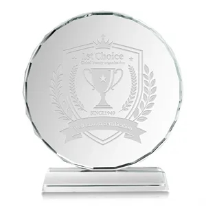 Round Edge Crystal Glass Awards With Base