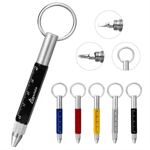 6 In 1 Metal Multifunction Tool Ballpoint Pen W/ Keychain