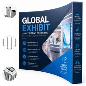 7.4' Full Color Fabric Curved Pop Up Display Backdrop