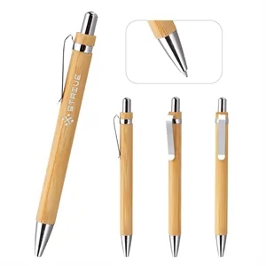 1.0mm Bamboo Click Pen W/ Metal Clip