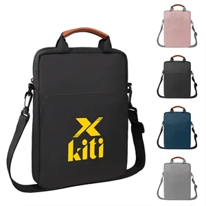 Polyester Crossbody Laptop Bag W/ Leather Handle