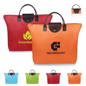 Reusable Foldable Oxford Grocery Tote Bag W/ Zipper