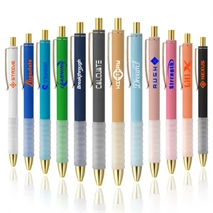 Plastic Retractable Ballpoint Pen W/ Super Soft Rubber Grip