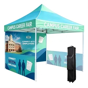 10'x10' Full Color Canopy Tent W/ Back & Two Half Walls