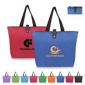 Oxford Foldable Zippered Shopping Tote Bag 17.7"x4.7"x13.8"