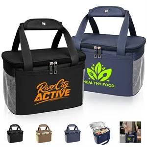 Portable Oxford Insulated Cooler Lunch Bag W/ Mesh Pocket