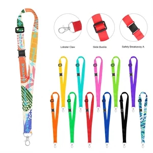 3/4" Full Color Adjustable Lanyard W/ Safety Breakaway