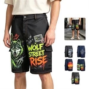 Men's Polyester Casual Cargo Shorts W/ Pockets