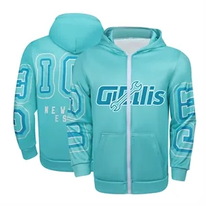 Oversized Drop Shoulder Zip Up Hoodie W/Kangaroo Pocket