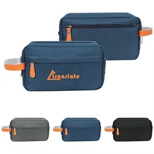 Heathered Travel Toiletry Bag W/PU Handle