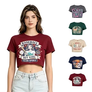 Women's Summer Short Sleeve Crop Top Loose Fit