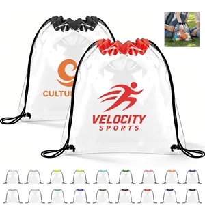 PVC Clear Stadium Bag Drawstring Backpack 12"x12"