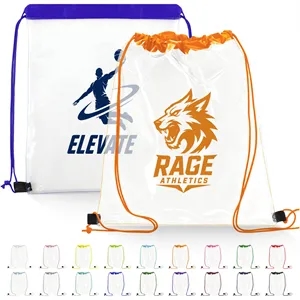 Large Clear Stadium Drawstring Backpack Bag 14"x17"