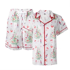 Unisex Full Color Summer Button Shirt & Shorts Pajama Sets
