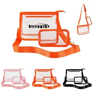 Security Clear PVC Crossbody Bag W/ Separate Pouch