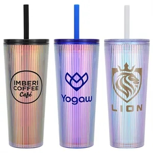Pyramid 22 oz Recycled Iridescent Silicone Straw Tumbler