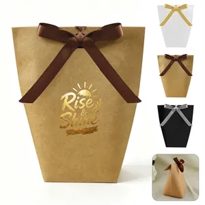 Small Kraft Paper Gift Bag W/ Bow Ribbon