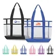 See Through Clear Beach Bag W/ Mesh Pockets | https://www.bestnamebadges.com