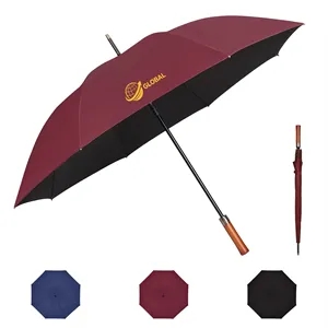 55" Arc Auto Open Stick Golf Umbrella W/ Wooden Handle