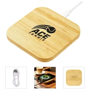 15W Bamboo Square Wireless Charger