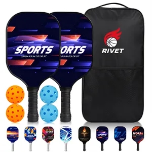 Fiberglass Pickleball Paddle Set of 2 W/4 Balls&Bag