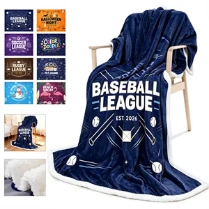 Full Color Sublimated Flannel Sherpa Throw Blanket 50"x 60"