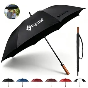 54" Arc Wooden Handle Auto Open Stick Golf Umbrella
