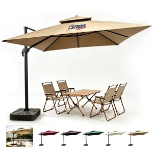 8.2'x8.5' Cantilever Patio Umbrella W/ Base & Hand Crank