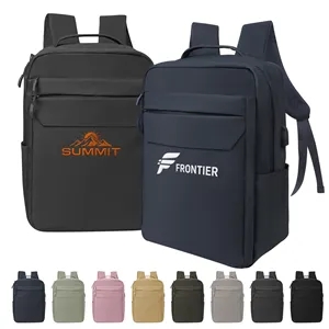 Expandable Leather Travel Laptop Backpack W/ Charging Port
