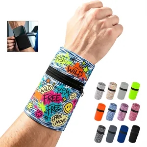 Running Wrist Wallet Wristband W/ Zipper Pocket