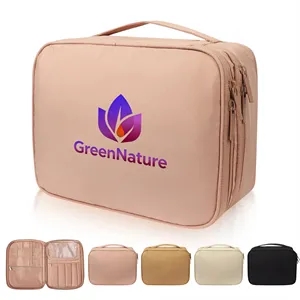 Portable Double Layer Travel Makeup Bag W/ Handle