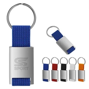 Woven Strap Keychain W/ Engraved Custom Metal Clip