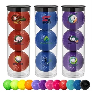 3 Pack Colored Golf Practice Ball Set W/ Clear Tube