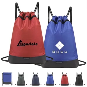 Waterproof Travel Drawstring Backpack W/ Zipper Pocket