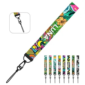 1" Custom Polyester Wrist Strap Keychain W/ Metal Clasp