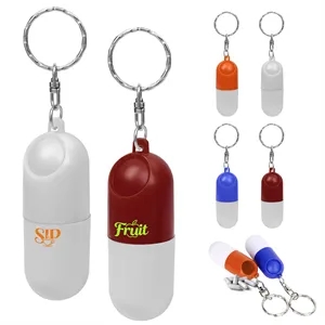 Portable Capsule Pill Case W/ Rotatable Keychain