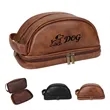 Portable Personalized Leather Travel Toiletry Bag | https://www.bestnamebadges.com